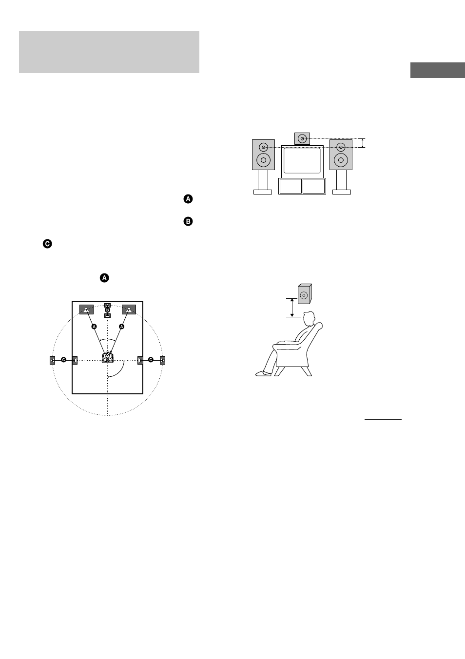 Disposición de sus altavoces para dolby pro logic, Ubicación de los altavoces, Colocación del altavoz central | Colocación de los altavoces traseros | Sony MHC-DP1000D User Manual | Page 145 / 200