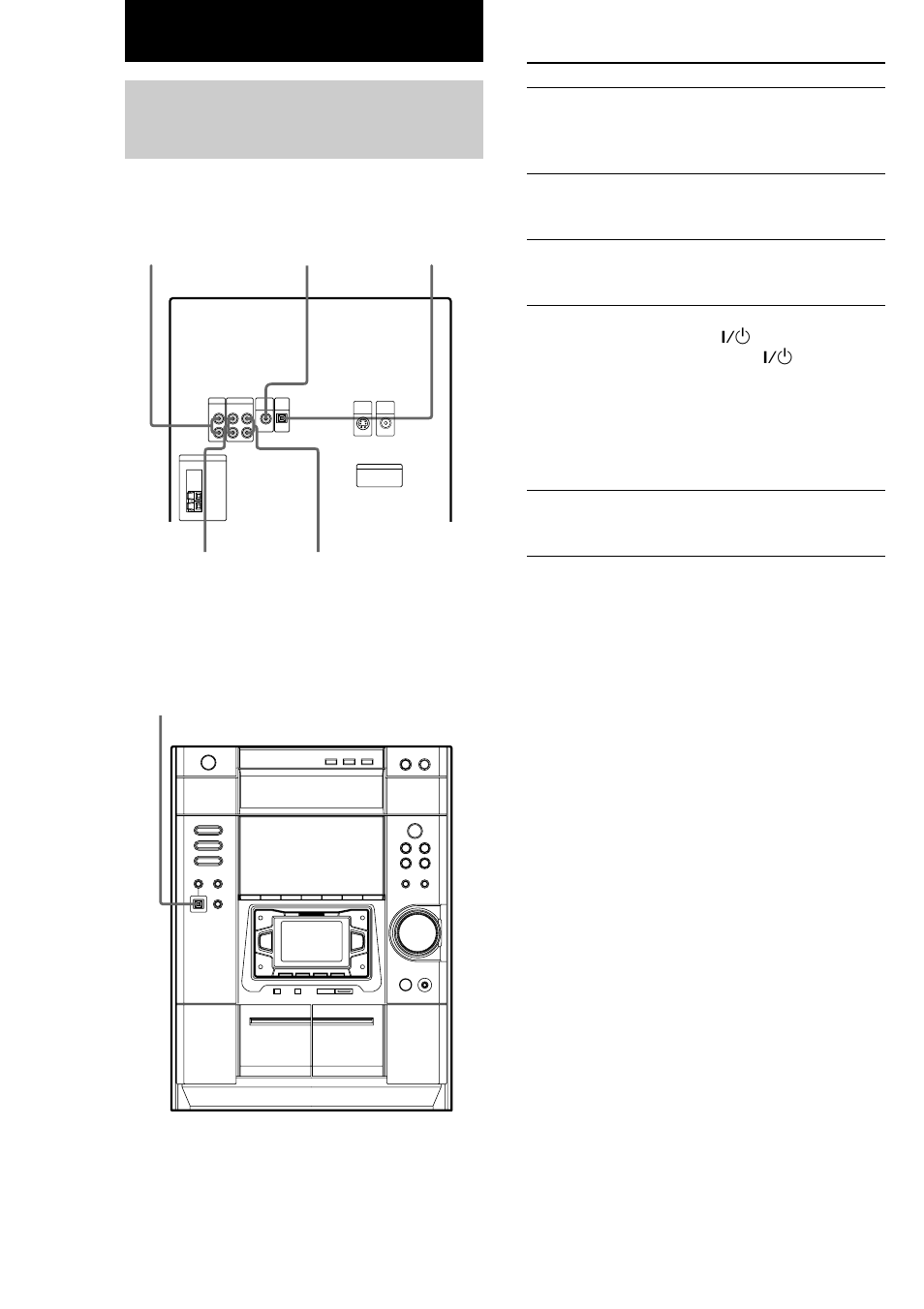 Hooking up the optional components, Connecting audio components | Sony MHC-DP1000D User Manual | Page 52 / 200