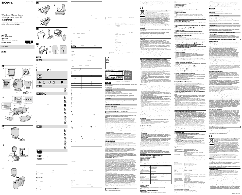 Sony ECM-W1M User Manual | 2 pages
