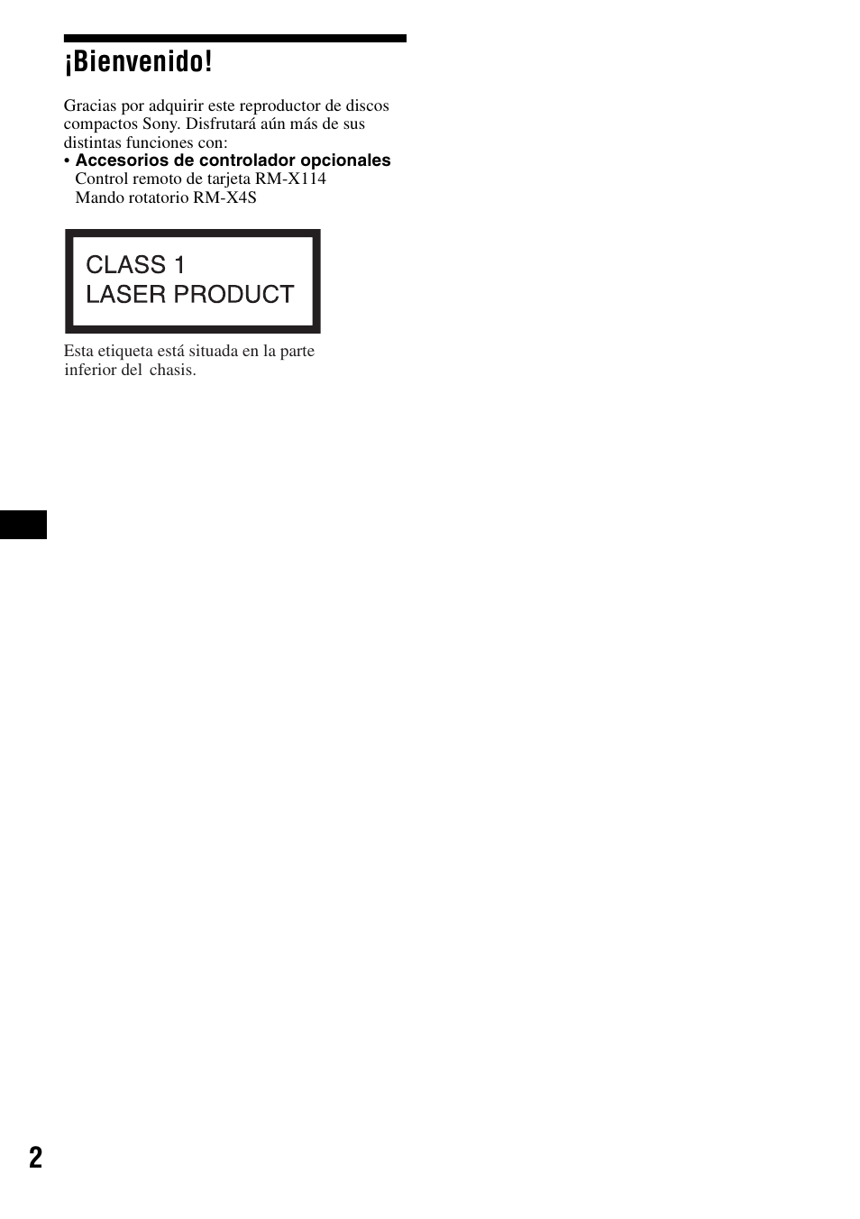 2¡bienvenido | Sony CDX-R3000 User Manual | Page 22 / 60