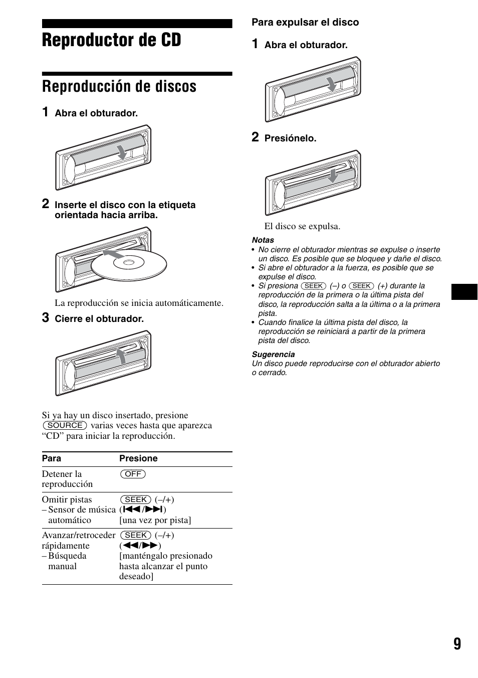 Reproductor de cd, Reproducción de discos | Sony CDX-R3000 User Manual | Page 29 / 60