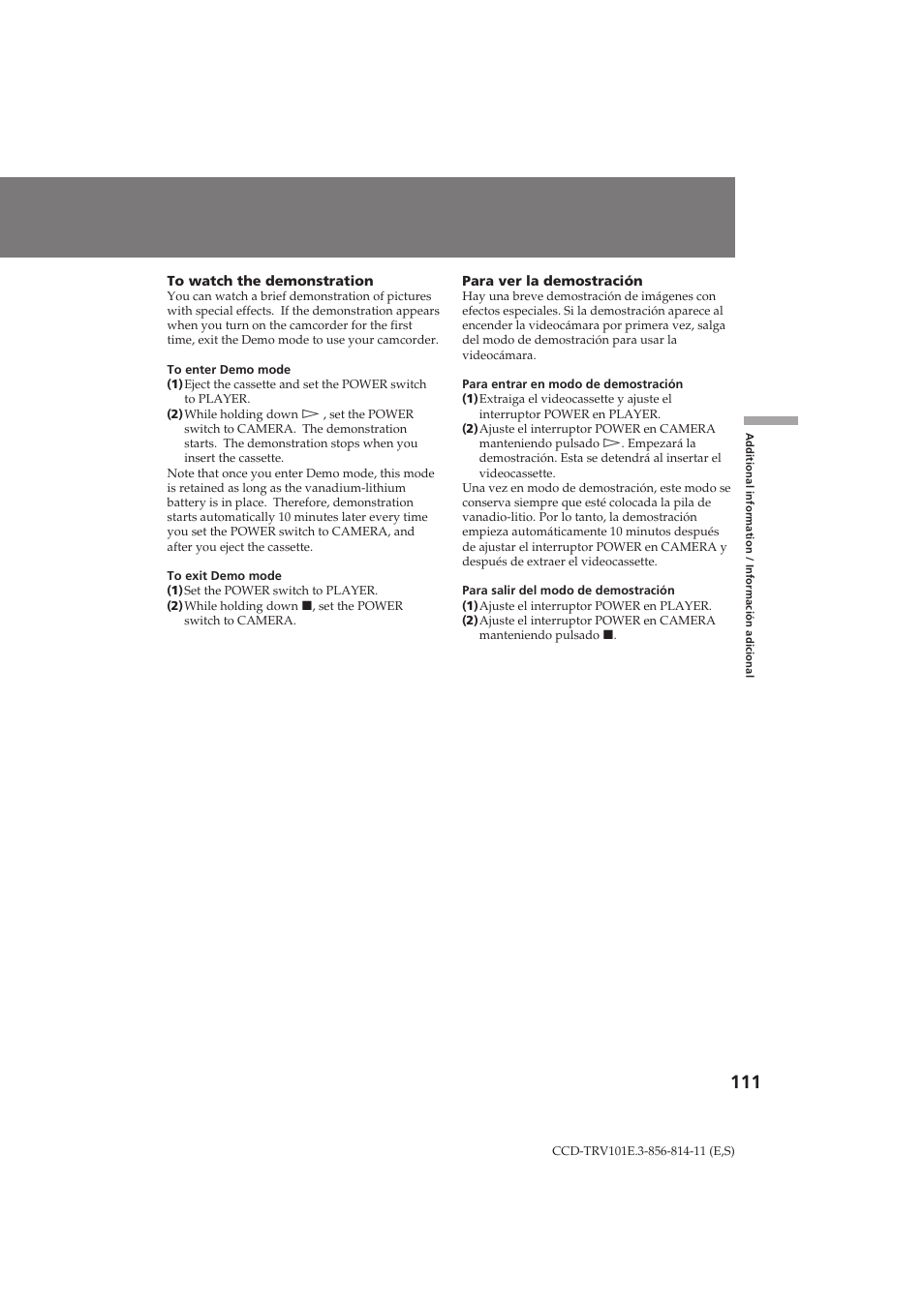 Sony CCD-TRV101E User Manual | Page 111 / 120