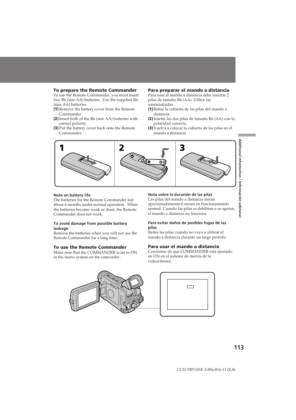 Sony CCD-TRV101E User Manual | Page 113 / 120