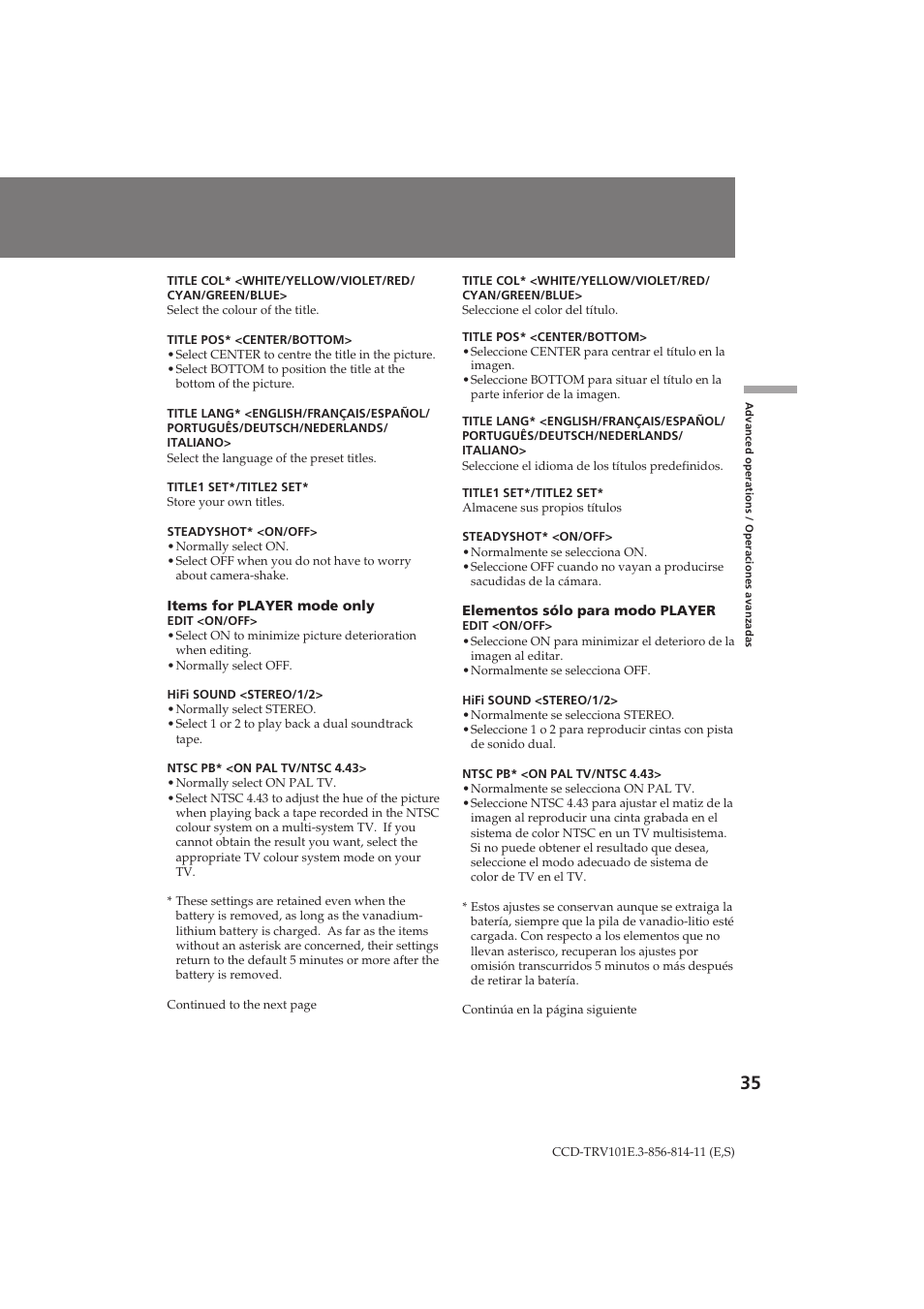 Sony CCD-TRV101E User Manual | Page 35 / 120