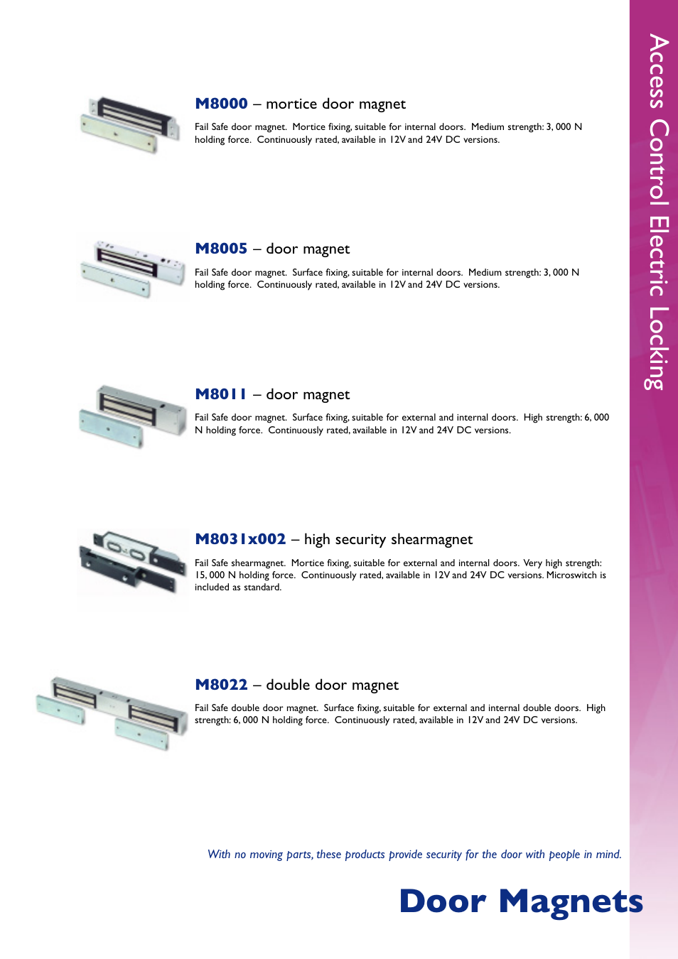 Door magnets, Access contr ol electric locking | Assa Access Control Electric Locking User Manual | Page 9 / 16