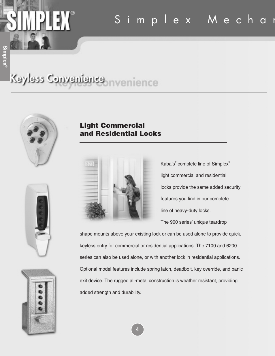 Light commercial and residential locks | Assa Simplex Mechanical Pushbutton Locks User Manual | Page 4 / 54