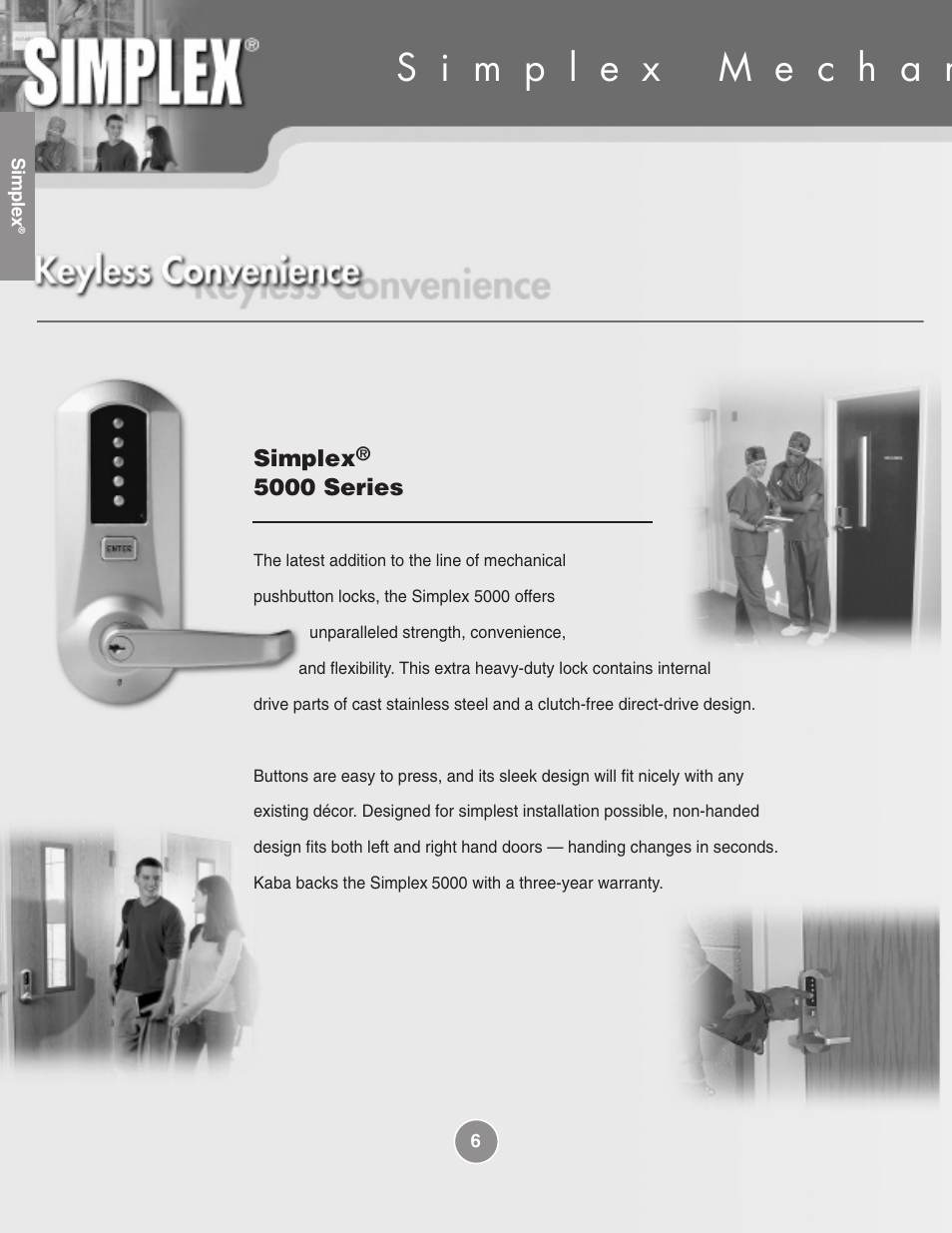 Simplex, 5000 series | Assa Simplex Mechanical Pushbutton Locks User Manual | Page 6 / 54