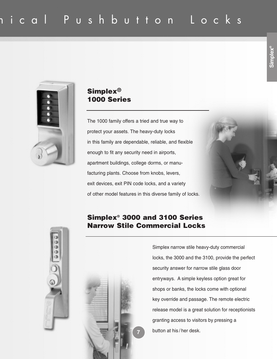 Simplex, 1000 series | Assa Simplex Mechanical Pushbutton Locks User Manual | Page 7 / 54