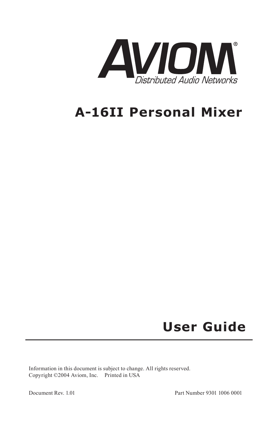 Aviom A-16II User Manual | 57 pages