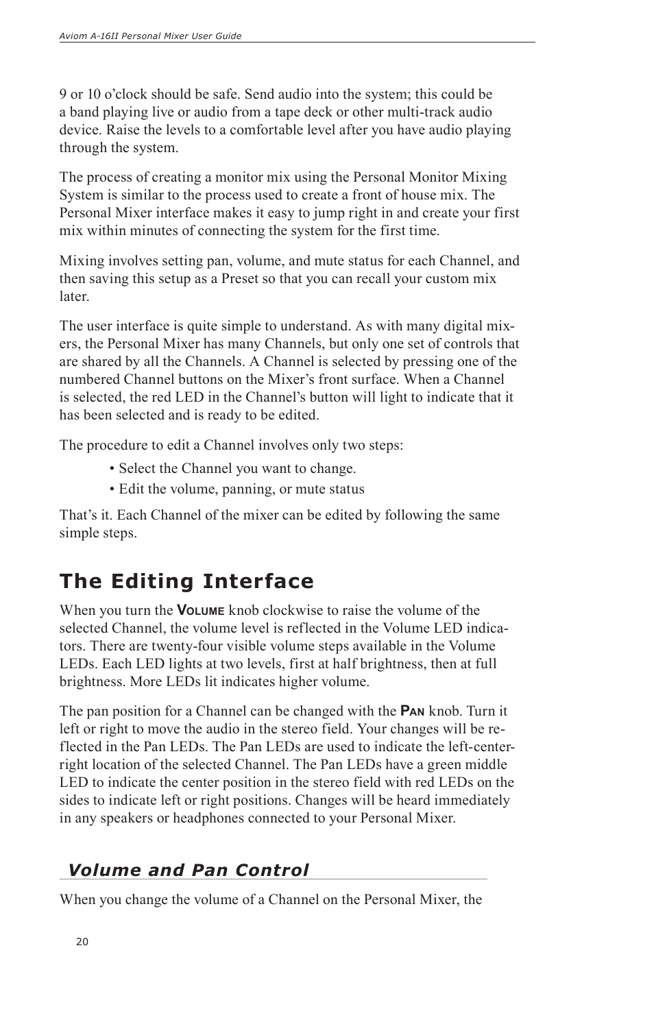 The editing interface | Aviom A-16II User Manual | Page 28 / 57