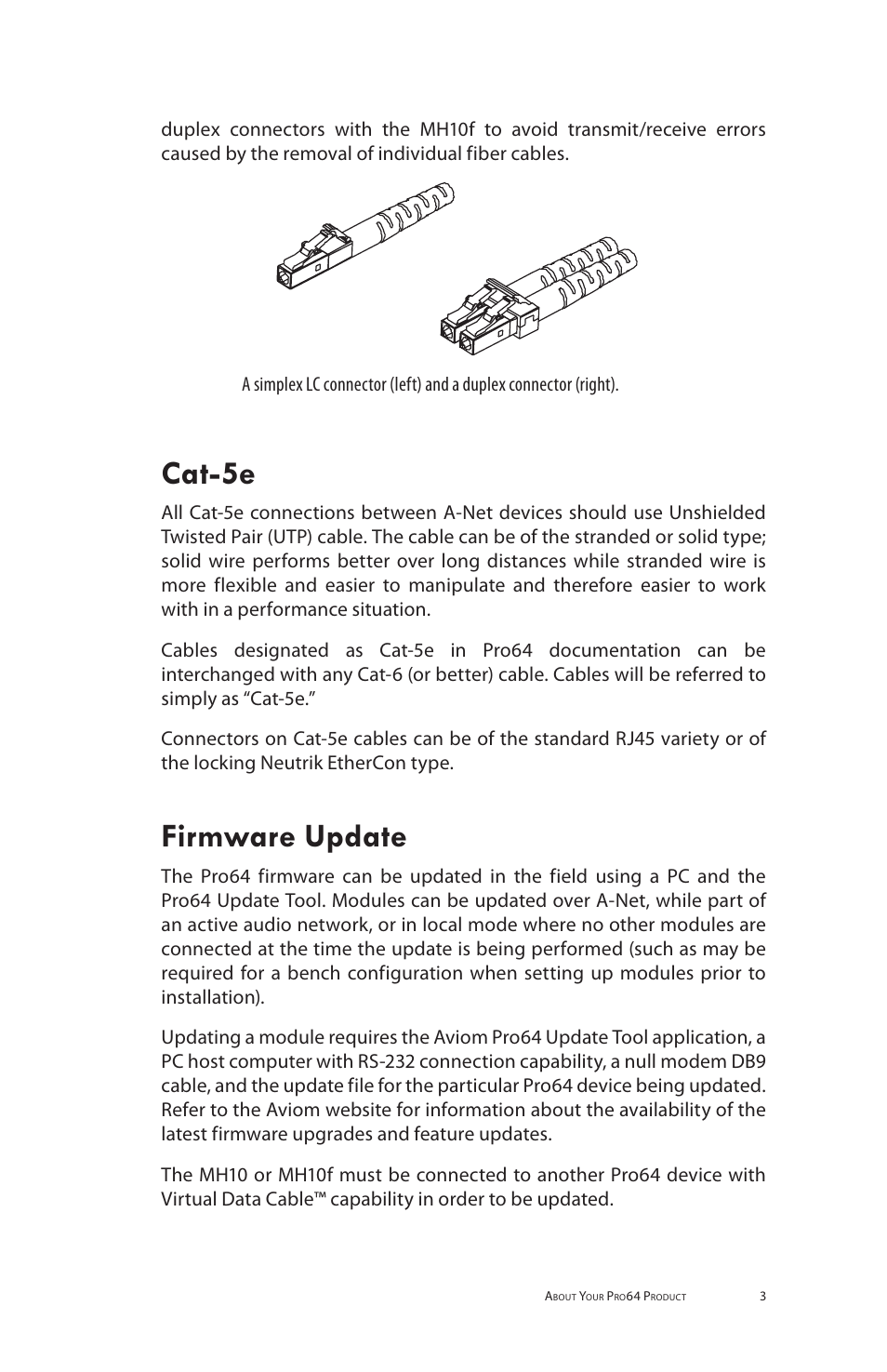 Cat-5e firmware update, Cat-5e, Firmware update | Aviom MH10f User Manual | Page 11 / 41