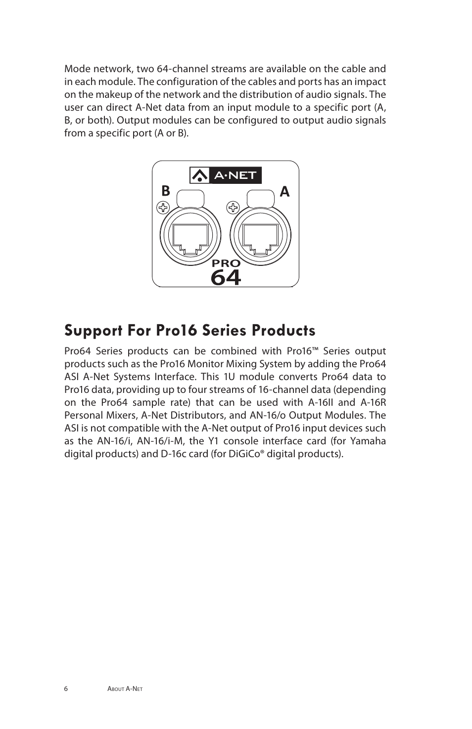 Support for pro16 series products | Aviom MH10f User Manual | Page 14 / 41