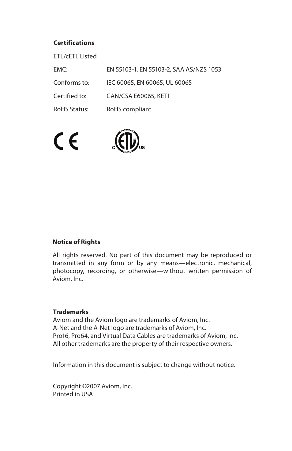 Aviom MH10f User Manual | Page 2 / 41