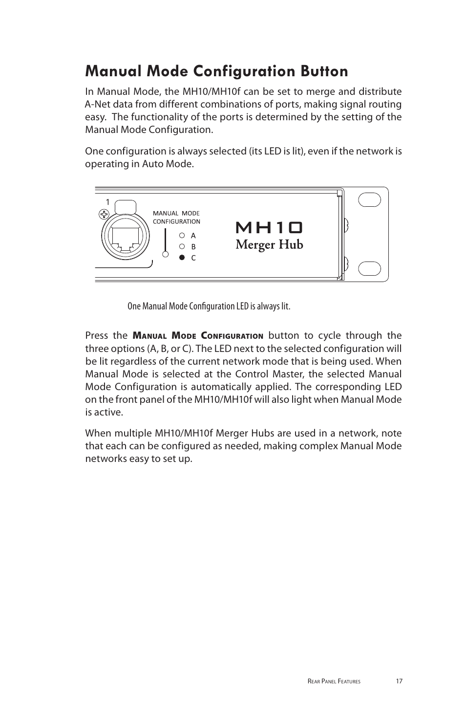 Manual mode configuration button | Aviom MH10f User Manual | Page 25 / 41