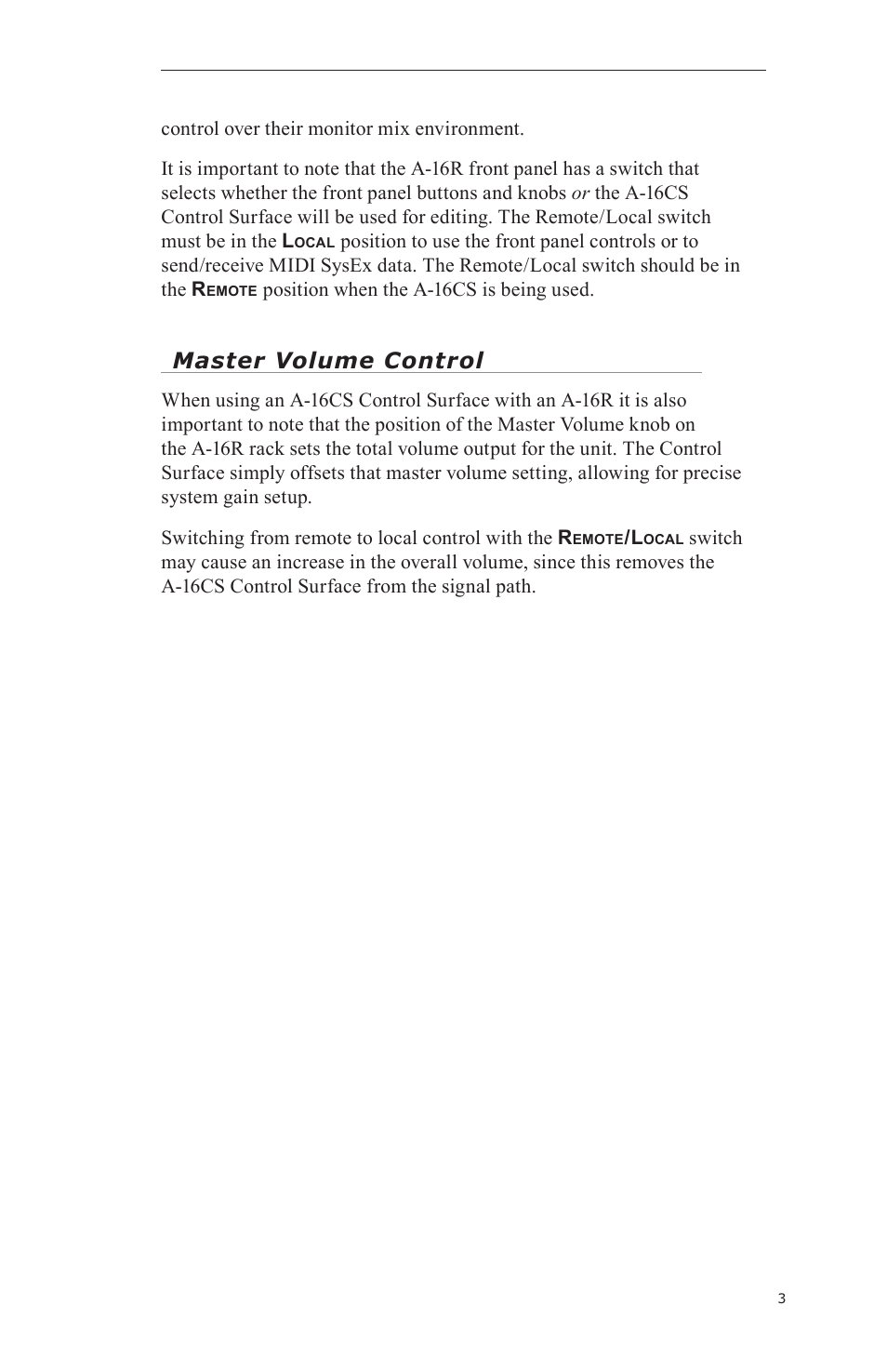 Master volume control | Aviom A-16CS User Manual | Page 13 / 92