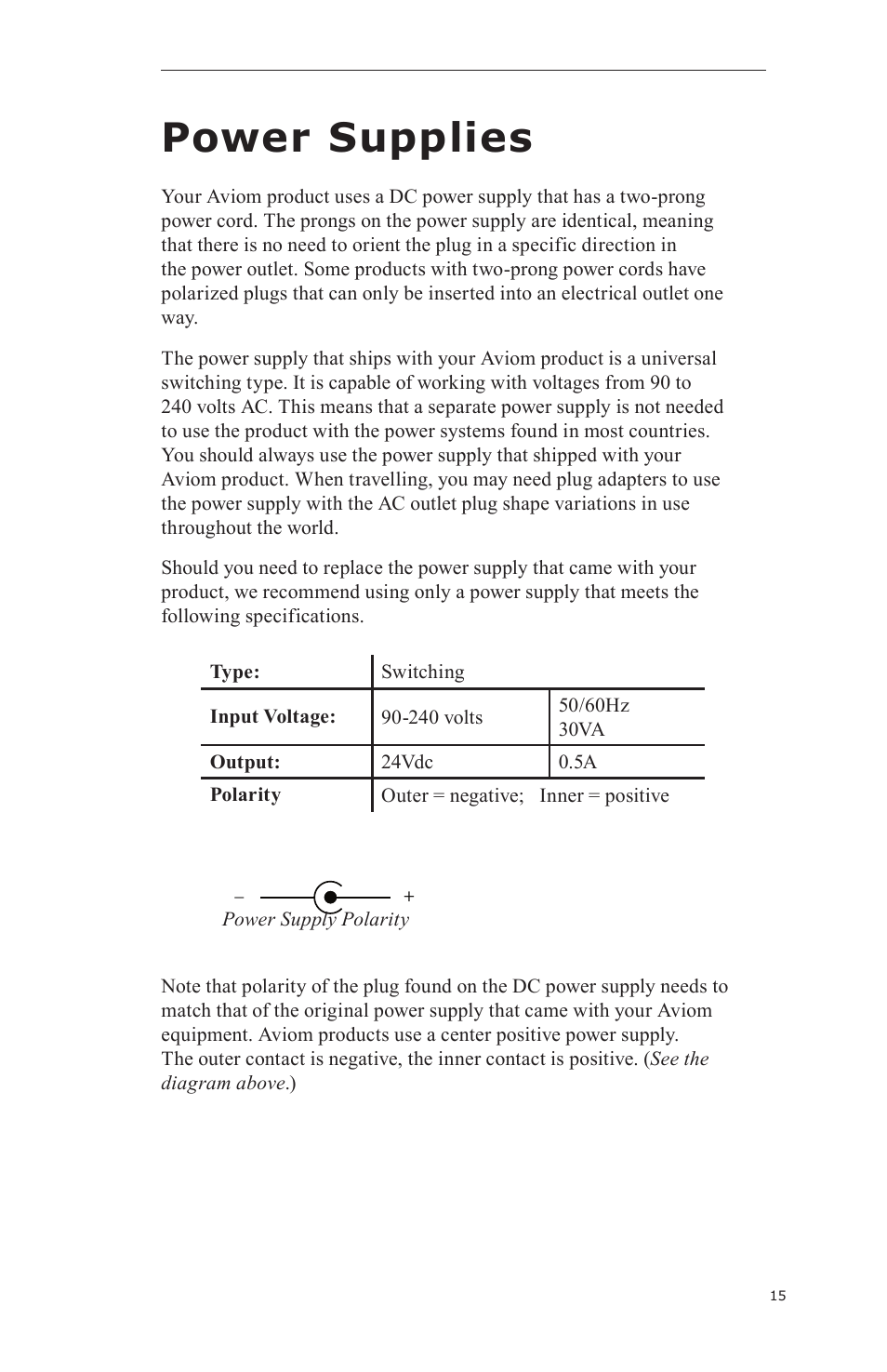Power supplies | Aviom A-16CS User Manual | Page 25 / 92