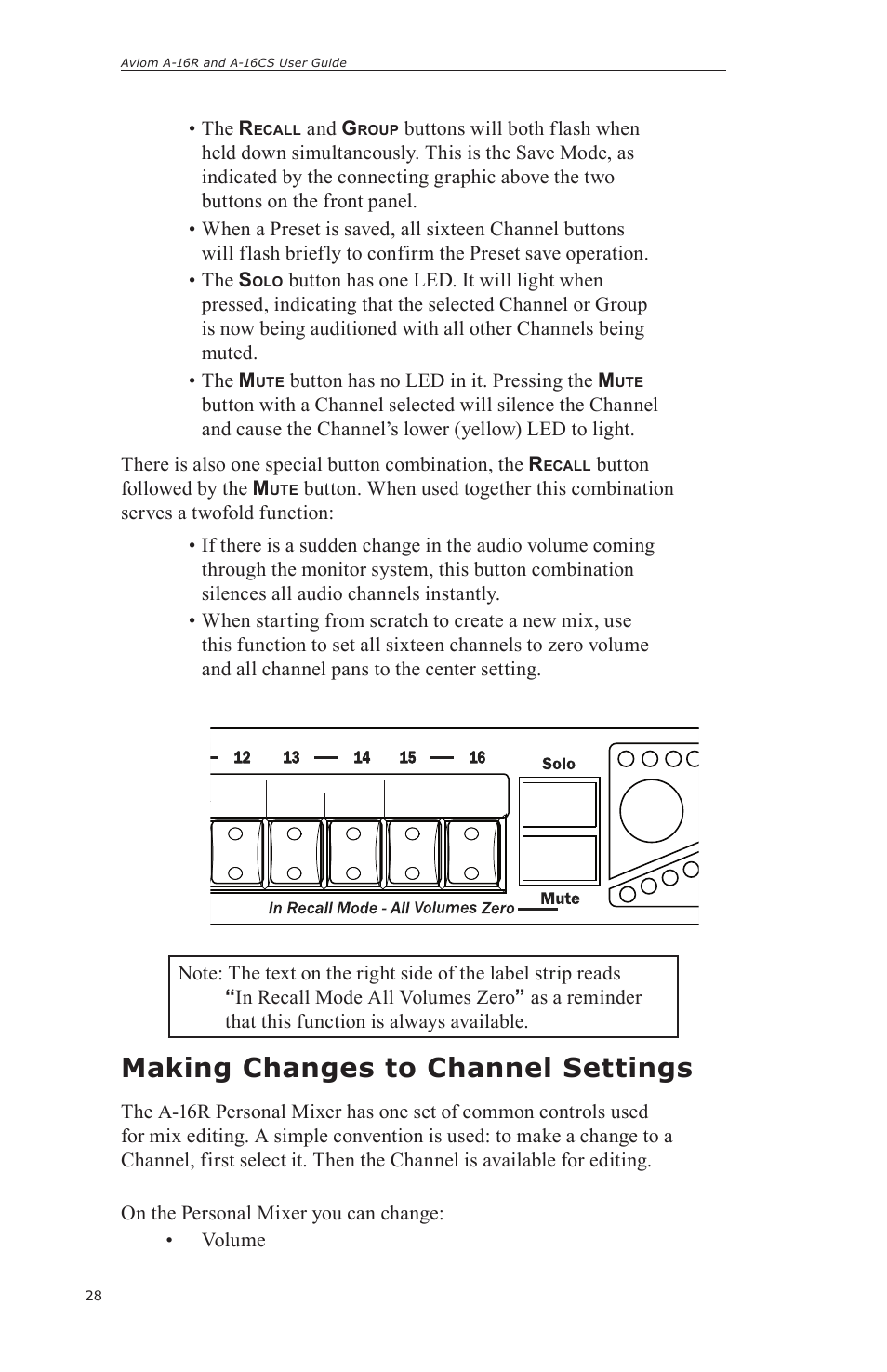A-16r, Making changes to channel settings, A-net mixer | Aviom A-16CS User Manual | Page 38 / 92
