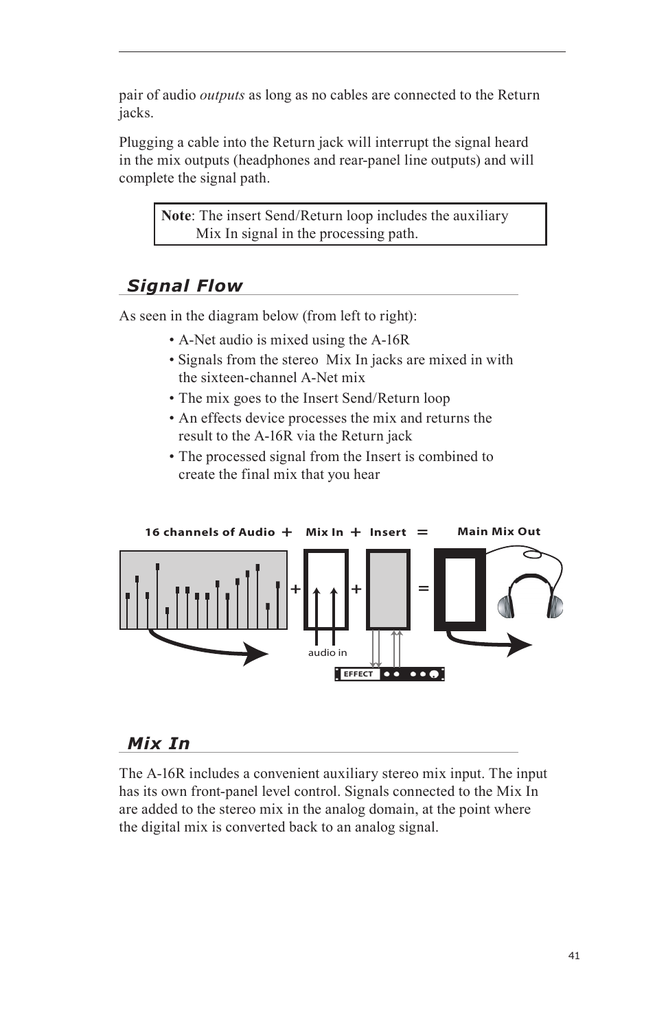 Signal flow, Mix in | Aviom A-16CS User Manual | Page 51 / 92