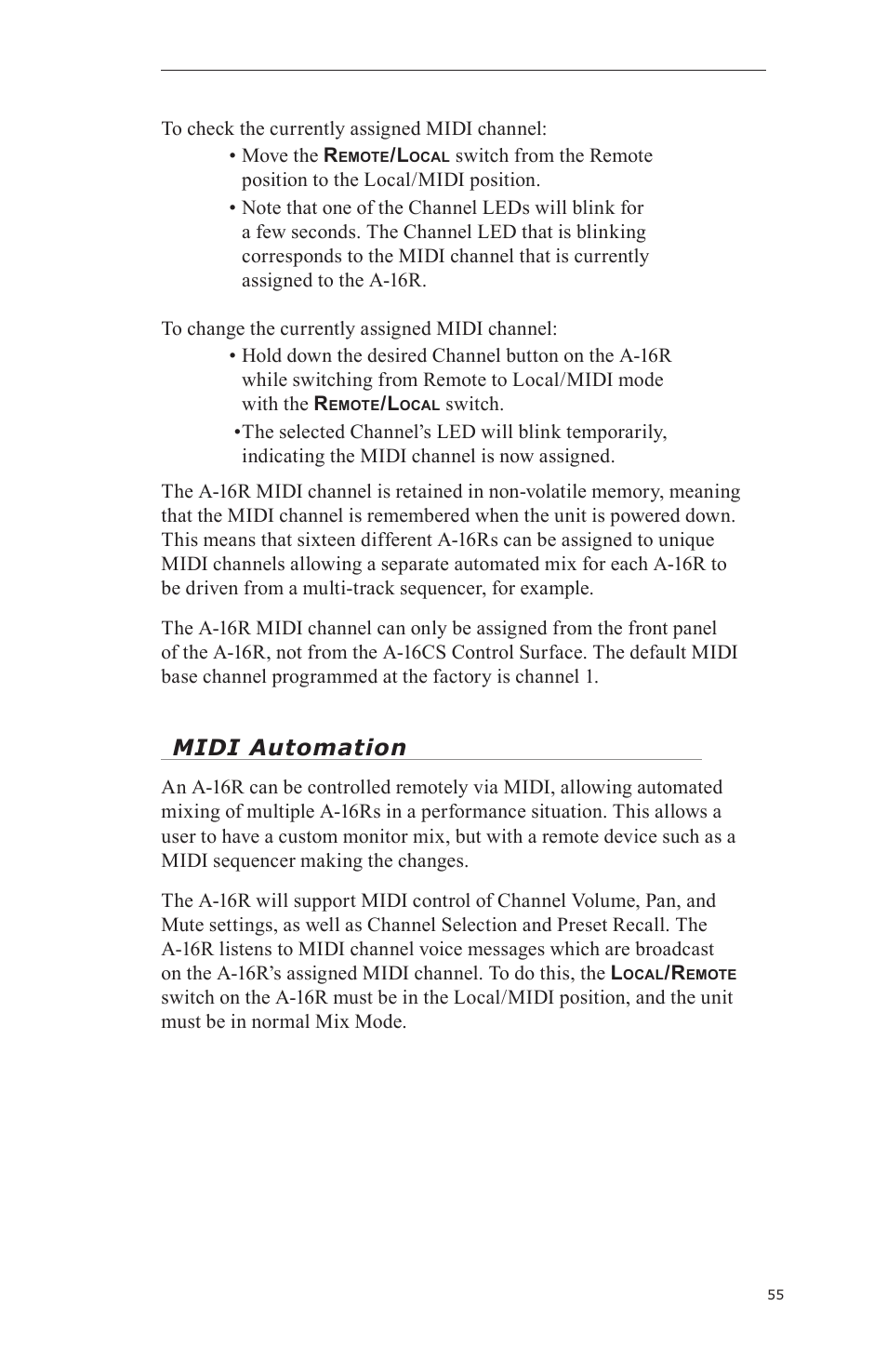 Midi automation | Aviom A-16CS User Manual | Page 65 / 92