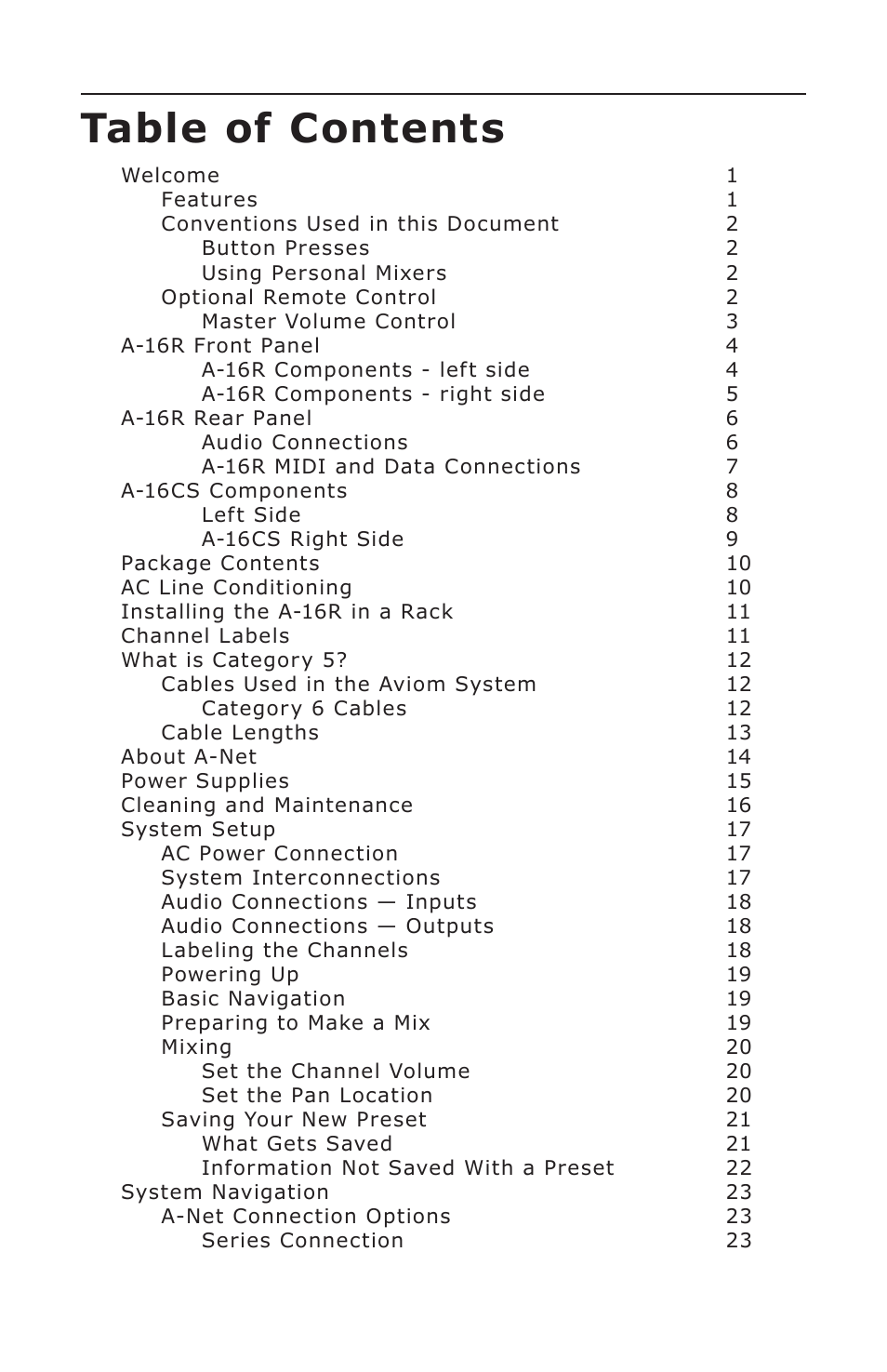 Aviom A-16CS User Manual | Page 7 / 92