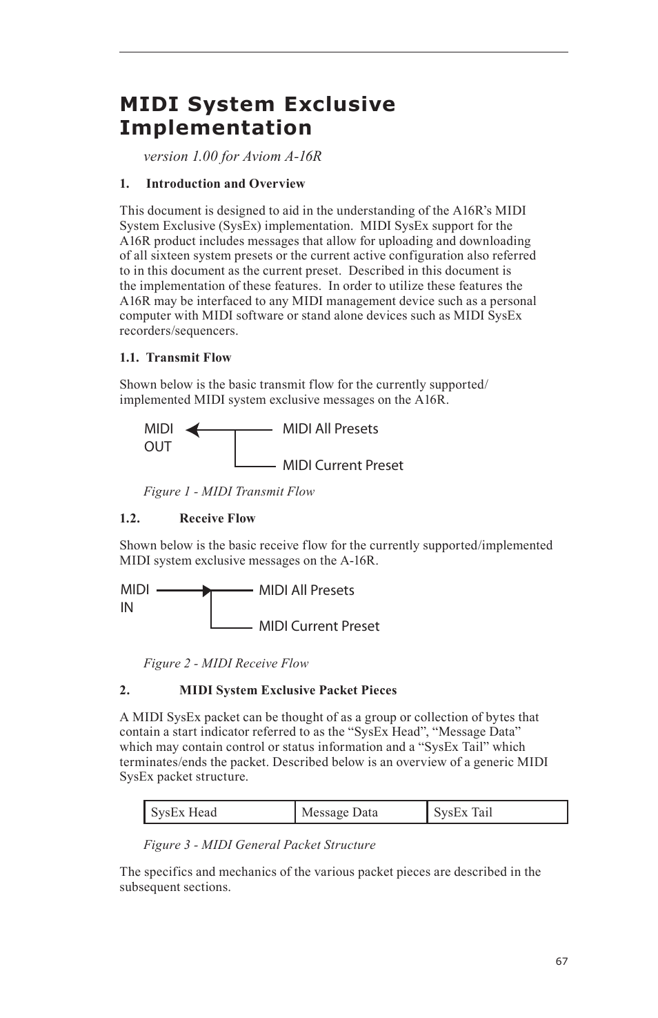 Midi system exclusive implementation | Aviom A-16CS User Manual | Page 77 / 92