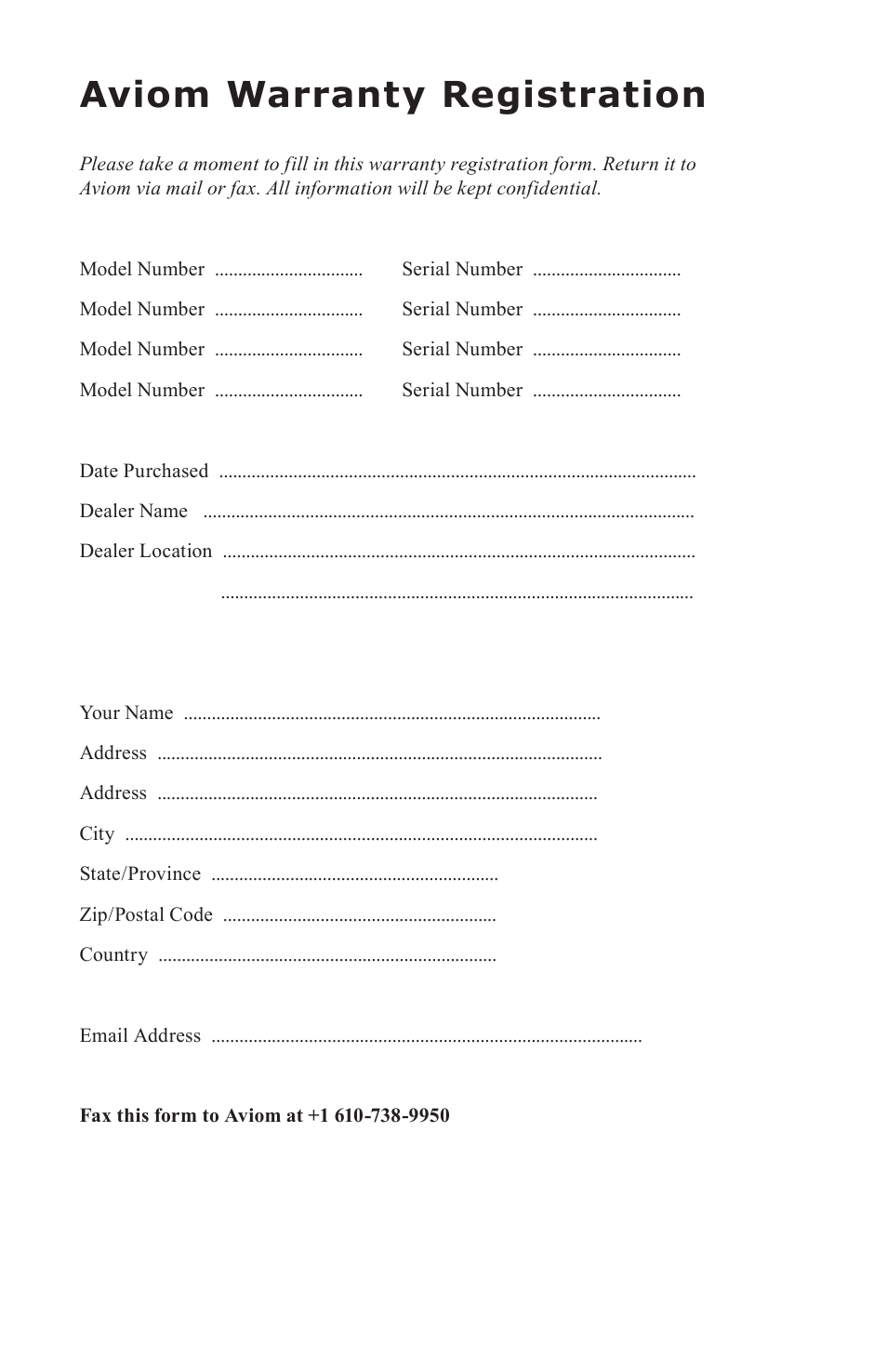 Aviom warranty registration | Aviom A-16CS User Manual | Page 91 / 92