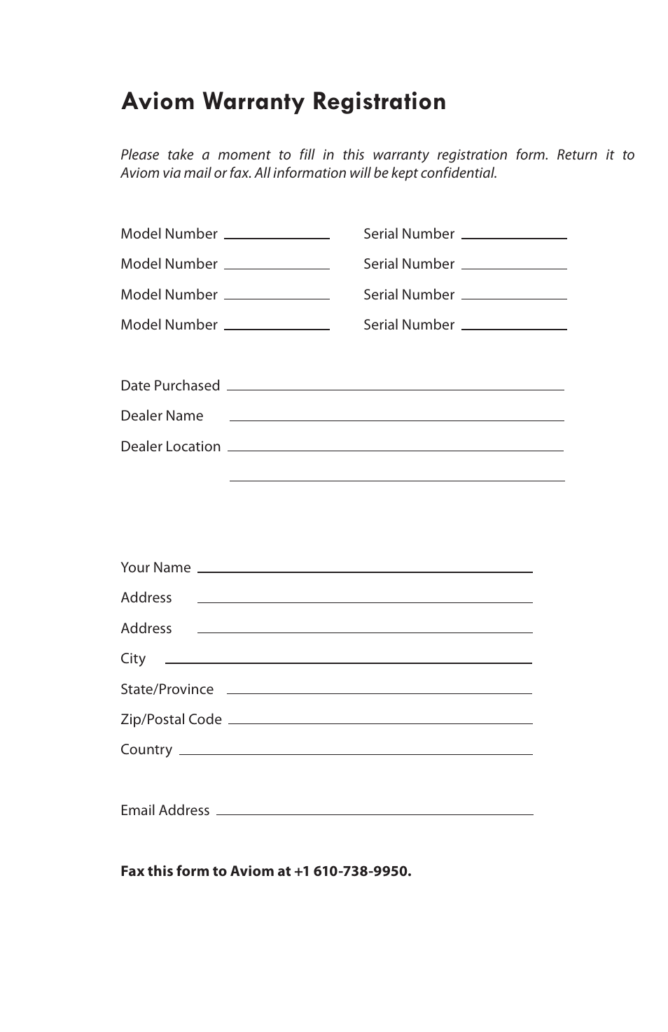 Aviom warranty registration | Aviom AV-P2 User Manual | Page 26 / 28