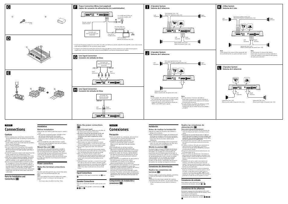 Connections, Conexiones | Sony XM-N1004 User Manual | Page 2 / 2