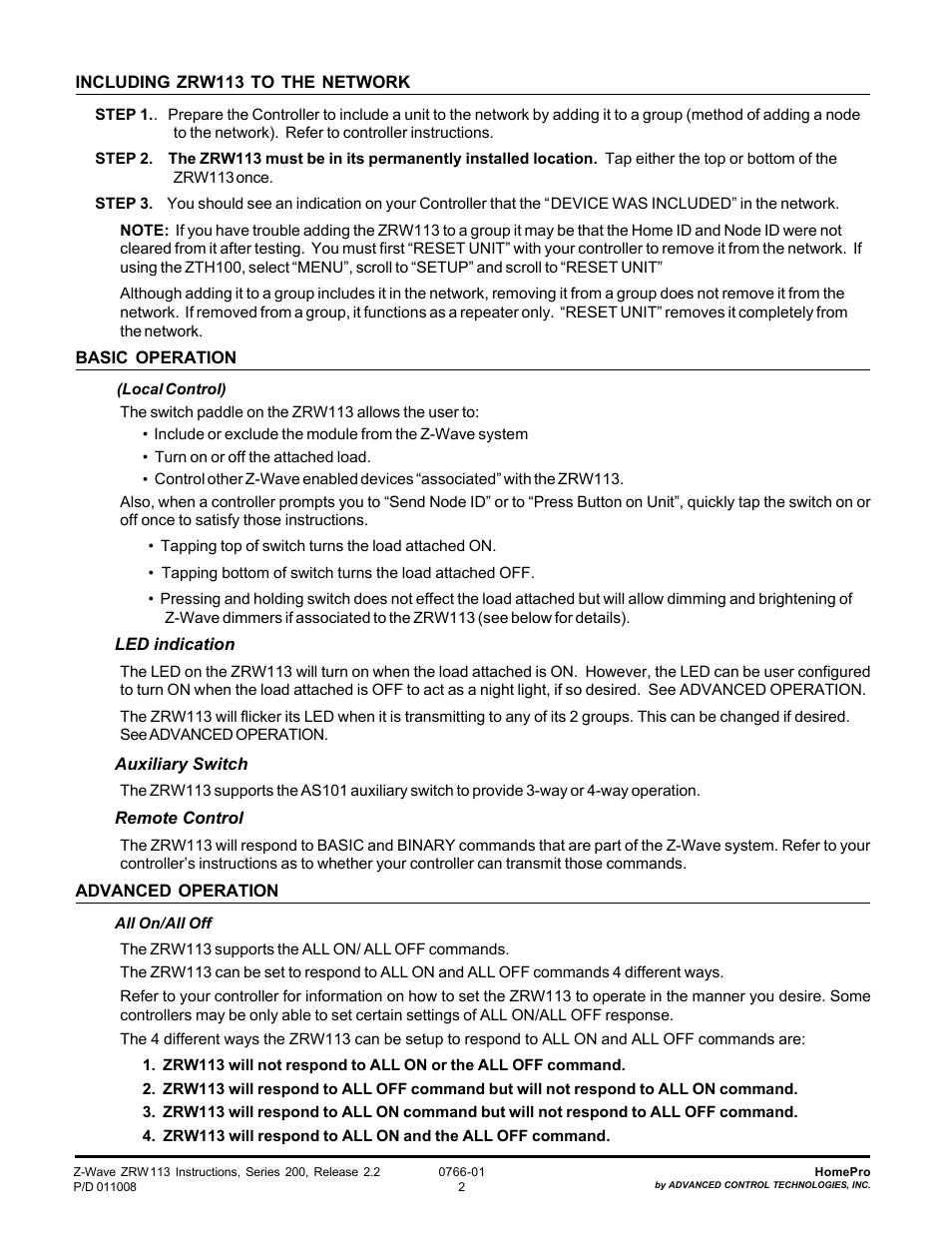 Z-Wave ZRW113 User Manual | Page 2 / 4