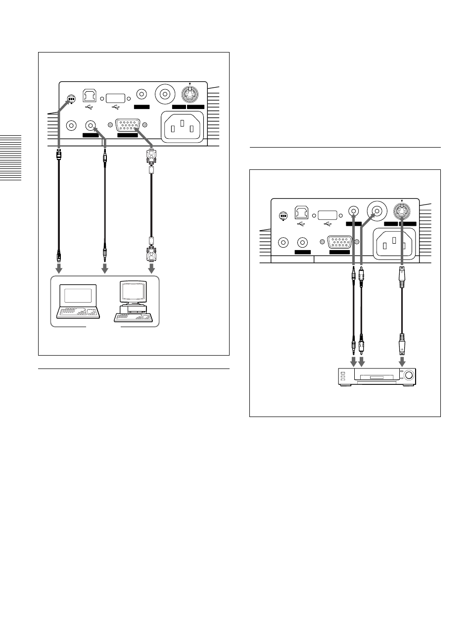 Raccordement à un magnétoscope, Raccordement à un ordinateur macintosh, Lorsque vous utilisez un port souris ps/2 | Sony VPL-PS10 User Manual | Page 62 / 128