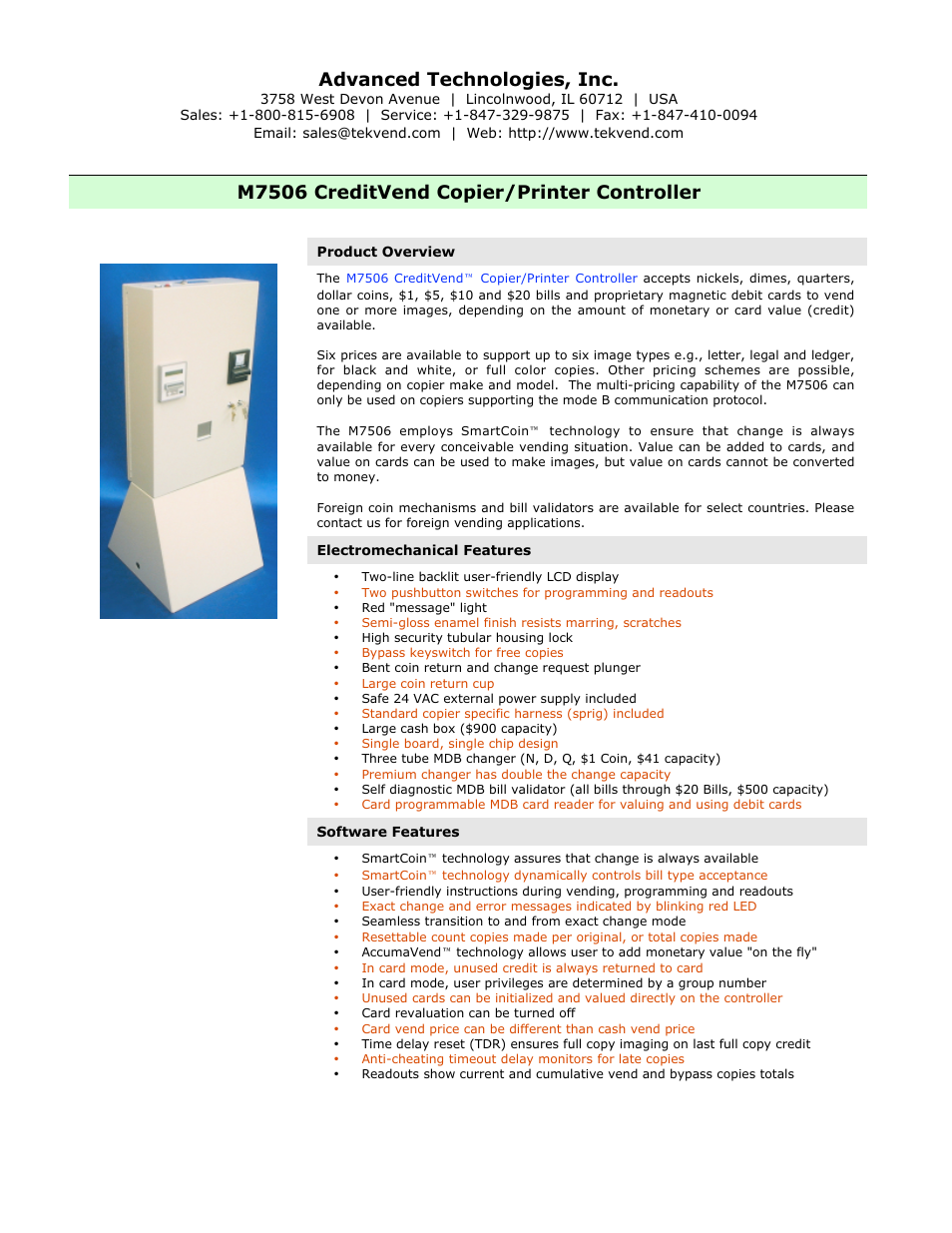 Advanced Technologies M7506 User Manual | 2 pages