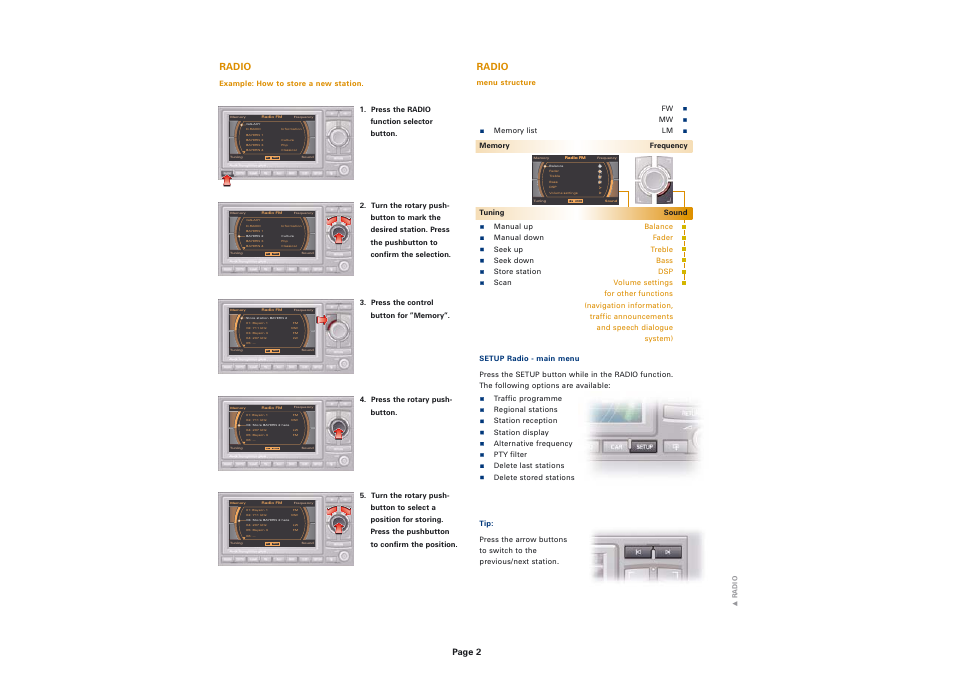 Radio, Page 2 | Audi Navigation System plus (RNS-E) User Manual | Page 2 / 8