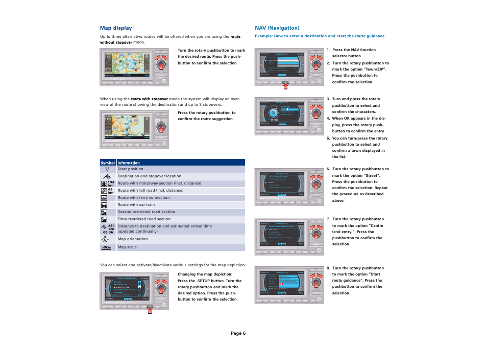 List, Nav (navigation), Map display | Audi Navigation System plus (RNS-E) User Manual | Page 6 / 8