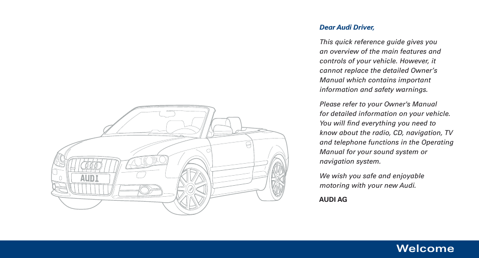 Welcome | Audi S4 User Manual | Page 3 / 16