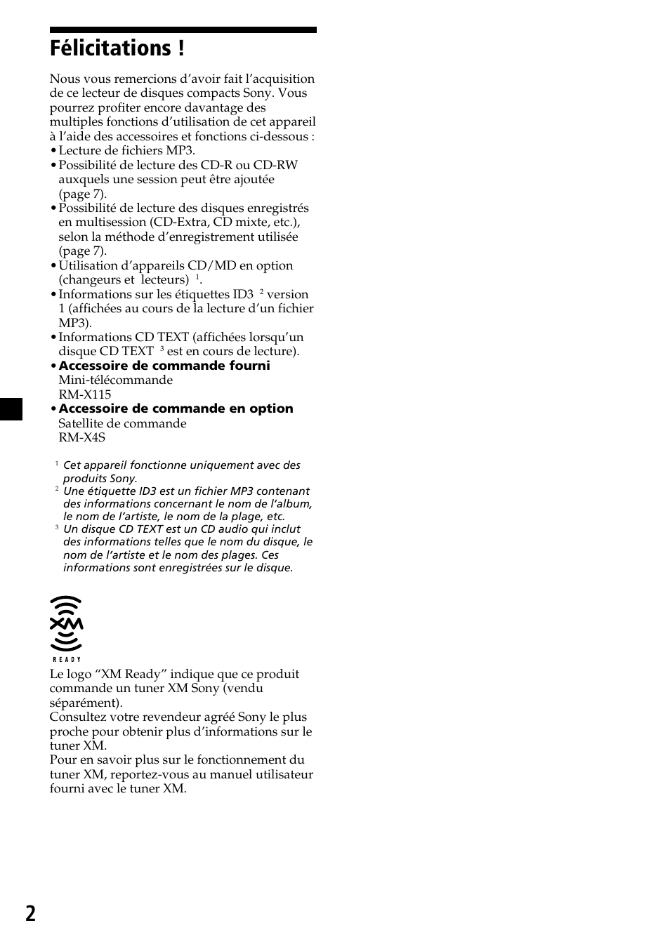 2félicitations | Sony CDX-MP30 User Manual | Page 28 / 80