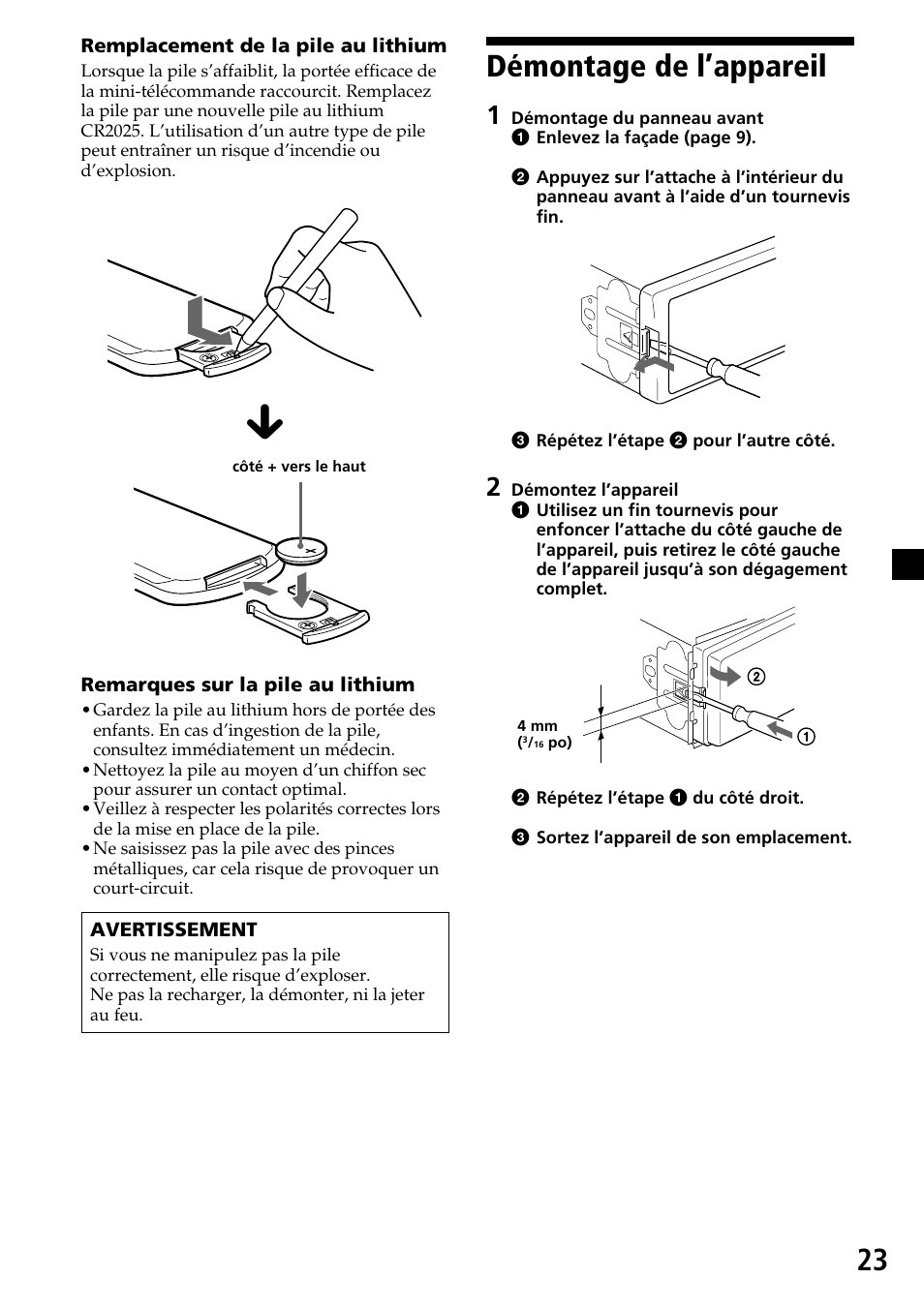 23 démontage de l’appareil | Sony CDX-MP30 User Manual | Page 49 / 80