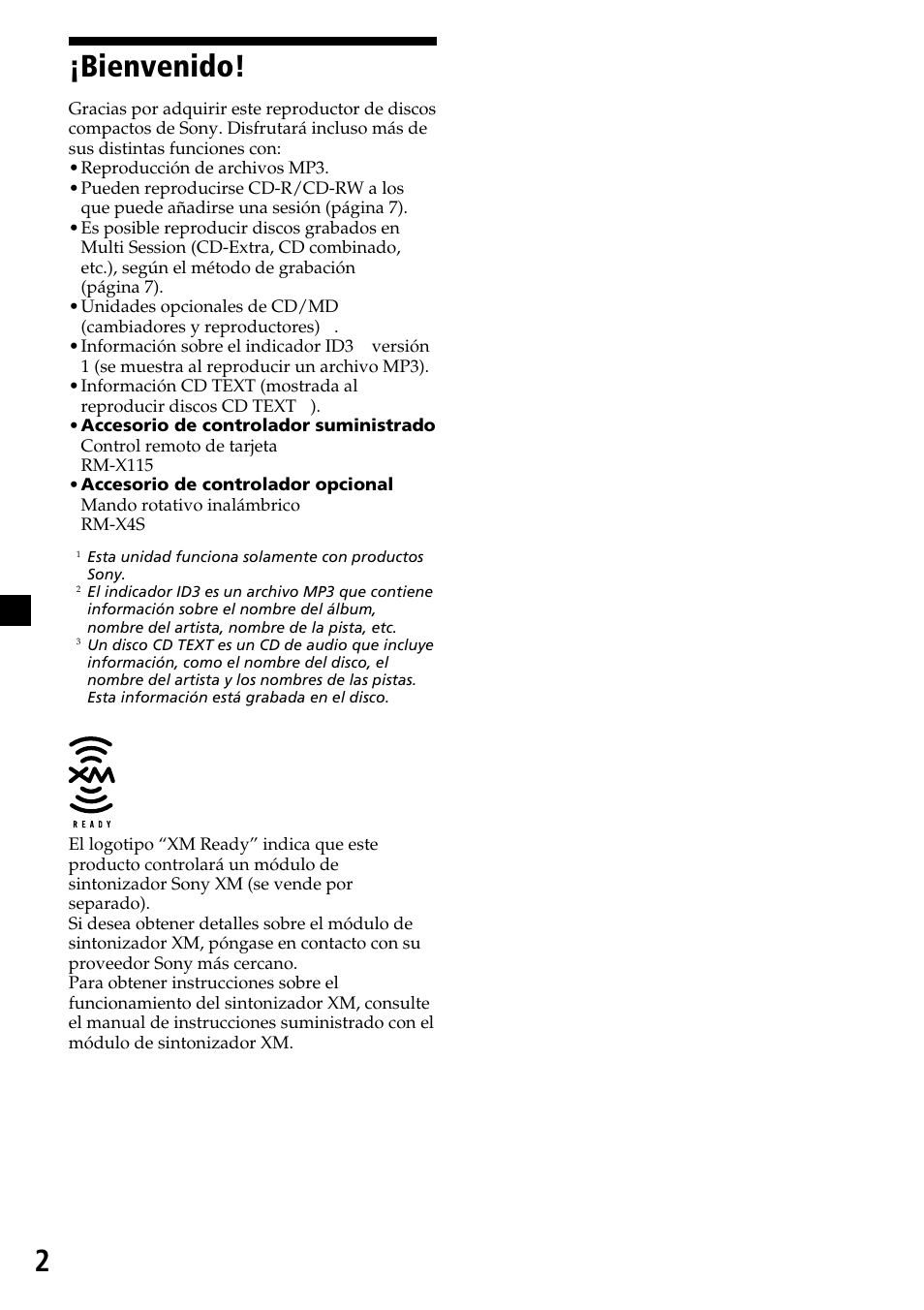 2¡bienvenido | Sony CDX-MP30 User Manual | Page 54 / 80