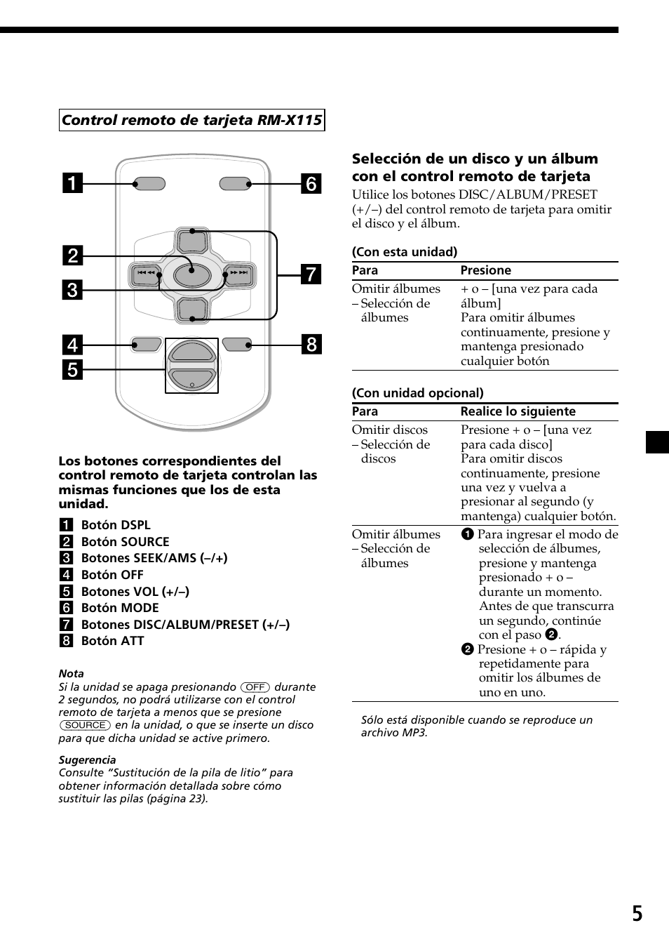 Control remoto de tarjeta rm-x115 | Sony CDX-MP30 User Manual | Page 57 / 80