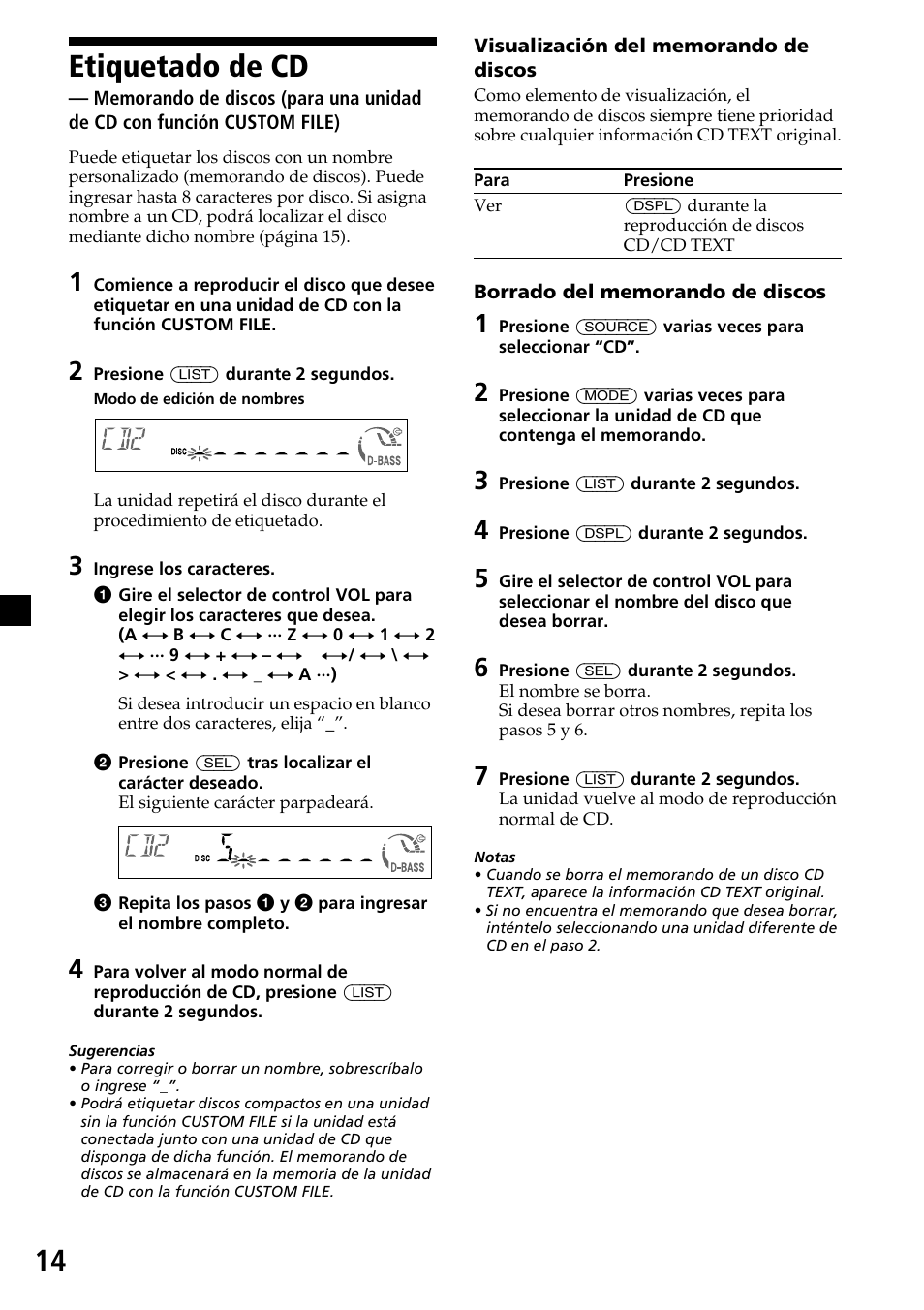 Etiquetado de cd | Sony CDX-MP30 User Manual | Page 66 / 80