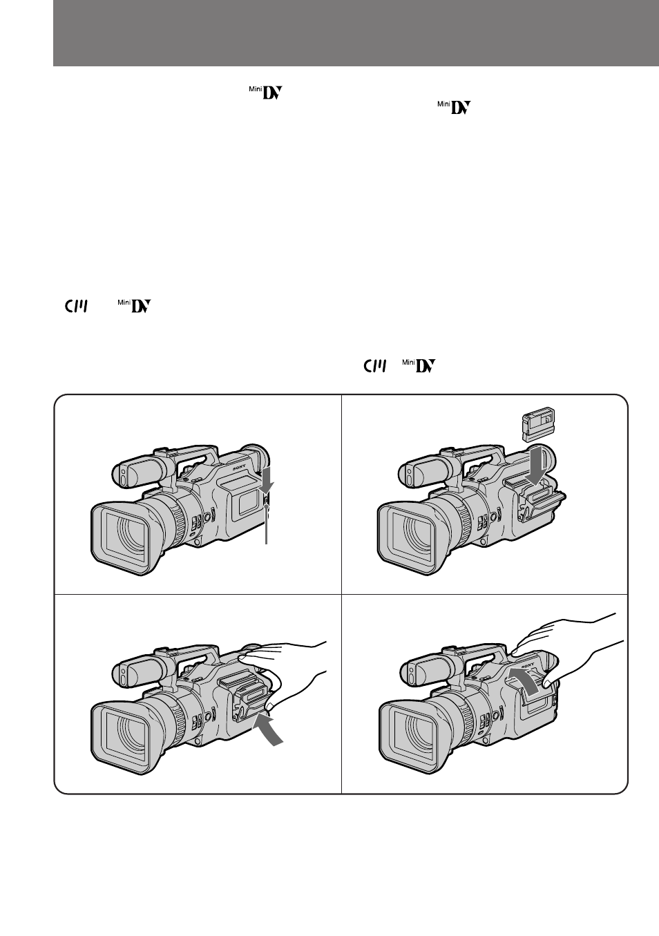 Inserción de un videocassette, Inserting a cassette | Sony DCR-VX1000E User Manual | Page 10 / 116