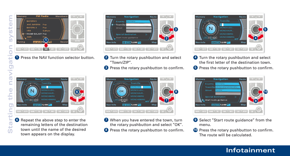 Infotainment, Star ting the navig ation system | Audi A3 User Manual | Page 13 / 16