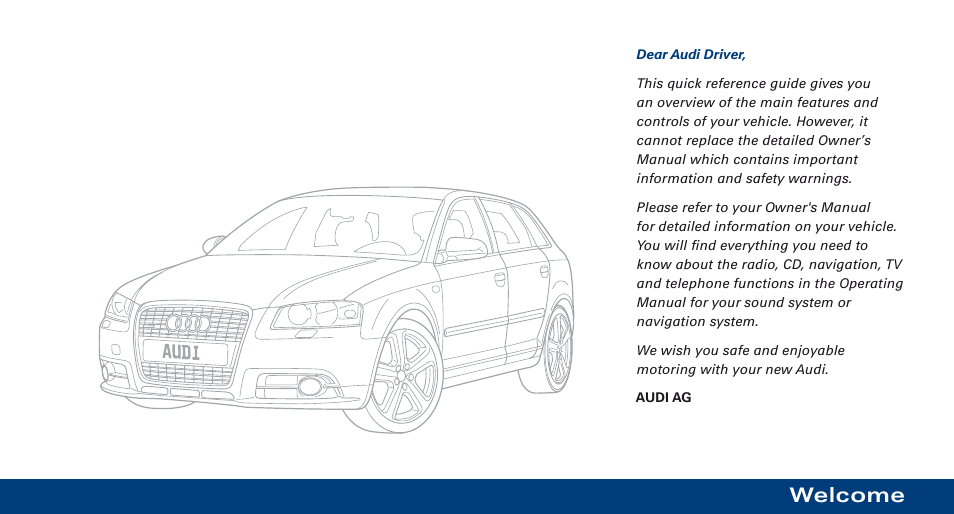 Welcome | Audi A3 User Manual | Page 3 / 16
