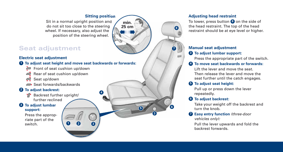 Seat adjustment | Audi A3 User Manual | Page 6 / 16