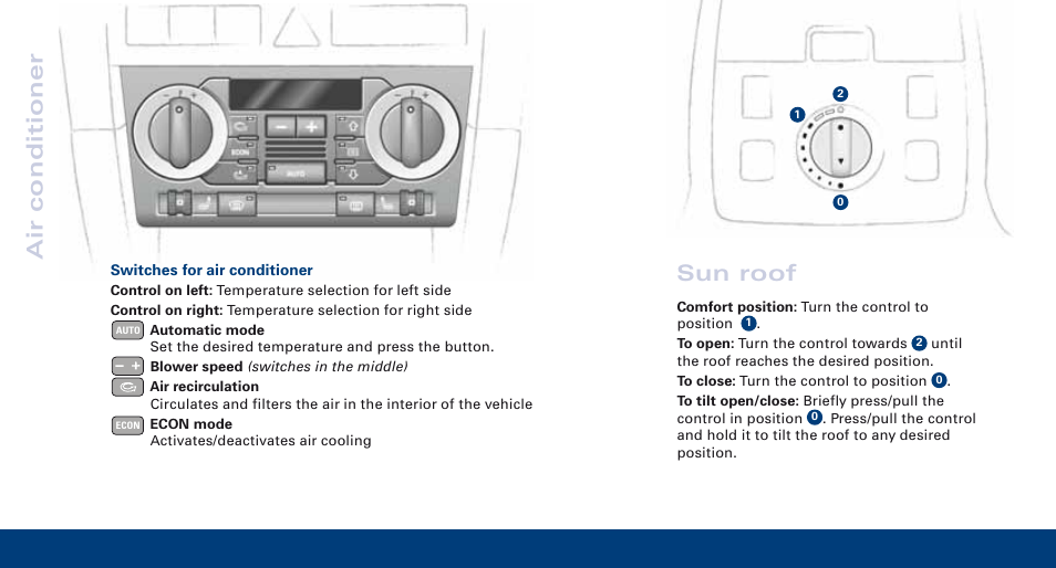 Air conditioner, Sun roof | Audi A3 User Manual | Page 8 / 16
