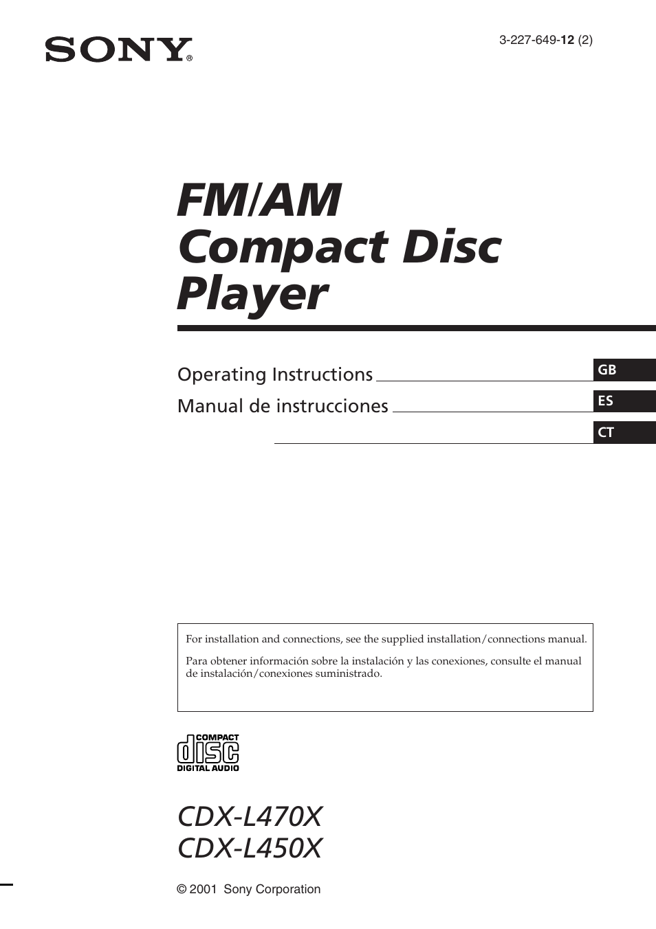 Sony CDX-L470X User Manual | 56 pages