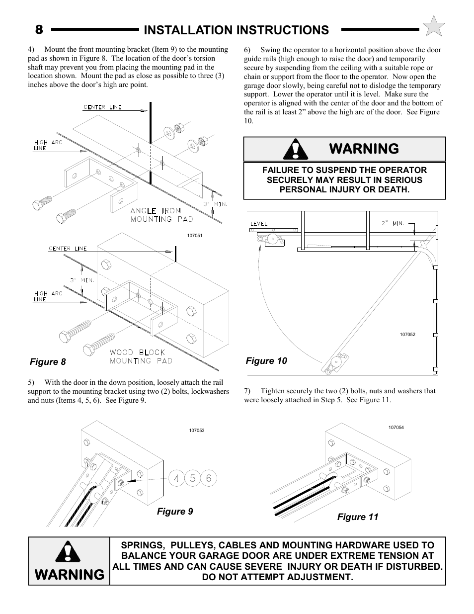 Warning, 8installation instructions | Audi AUD-S User Manual | Page 8 / 24