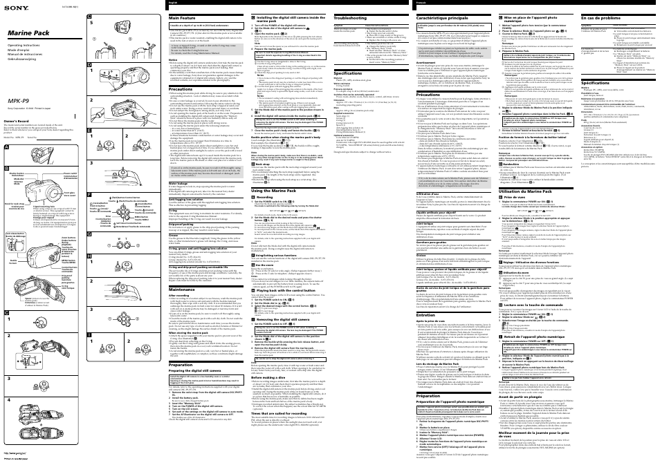 Sony MPK-P9 User Manual | 2 pages