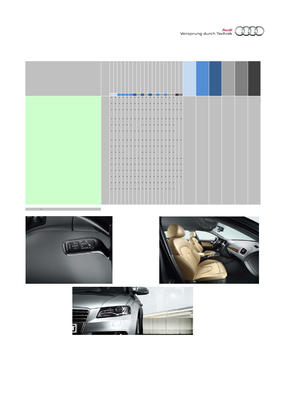 Recommended options | Audi A4 User Manual | Page 8 / 30