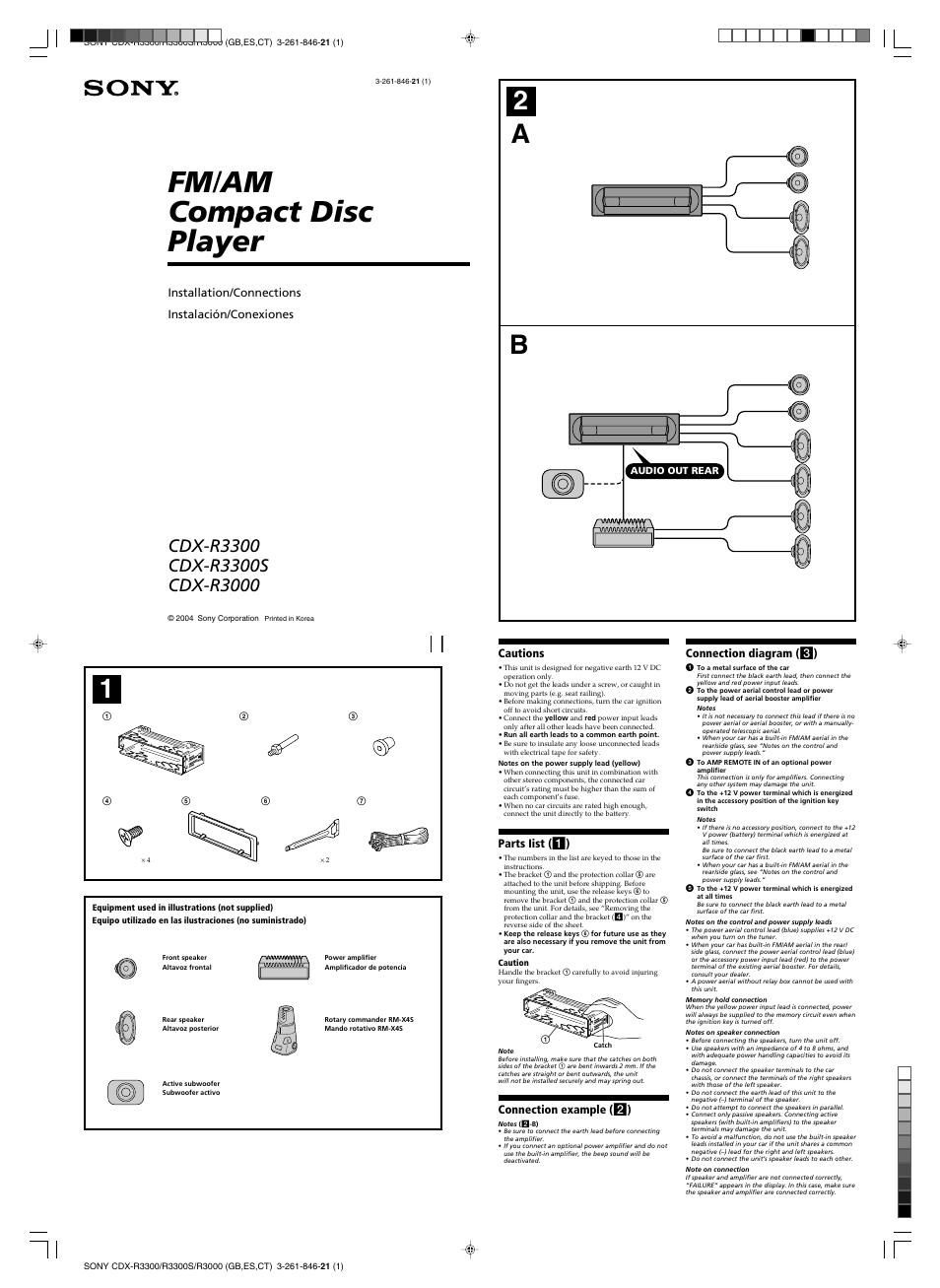 Sony CDX-R3000 User Manual | 4 pages