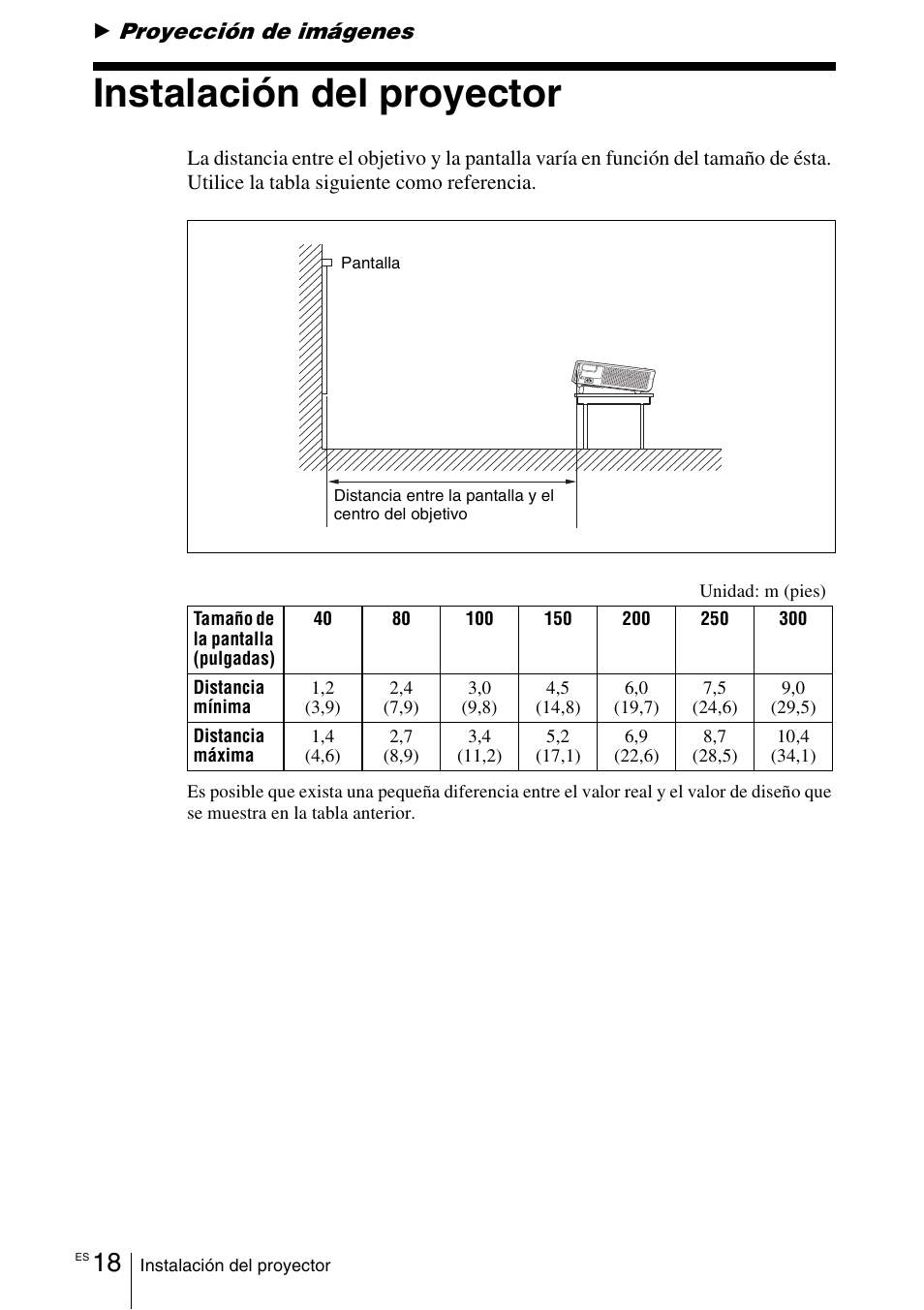 Proyección de imágenes, Instalación del proyector | Sony VPL-CX70 User Manual | Page 134 / 180